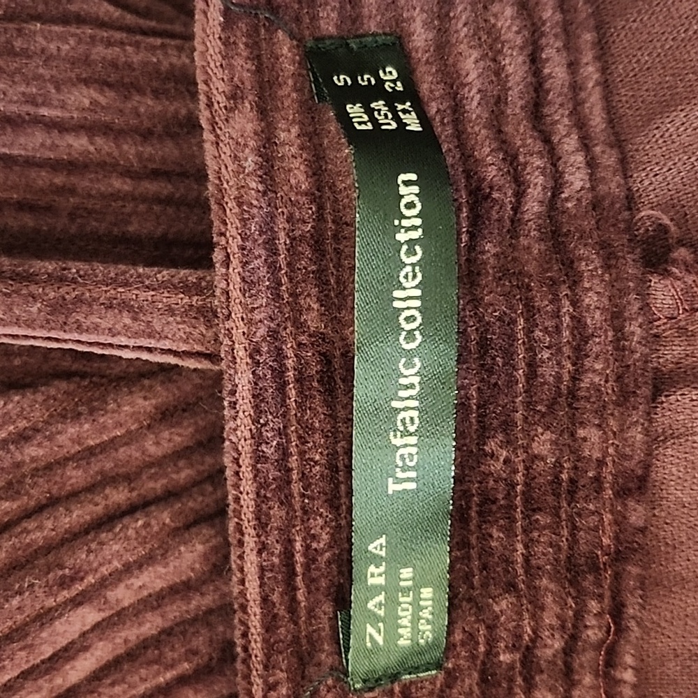 Zara Deep Purple Corduroy Straight Leg Pants Size Small - Picture 16 of 16